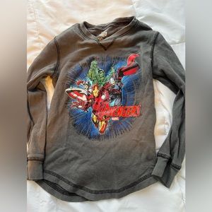 Disney Marvel Avengers waffle cotton long sleeve Boys Gray